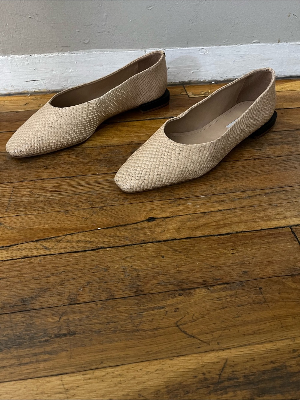 Saks Fifth Avenue Cream Textured Pointed-Toe Flats